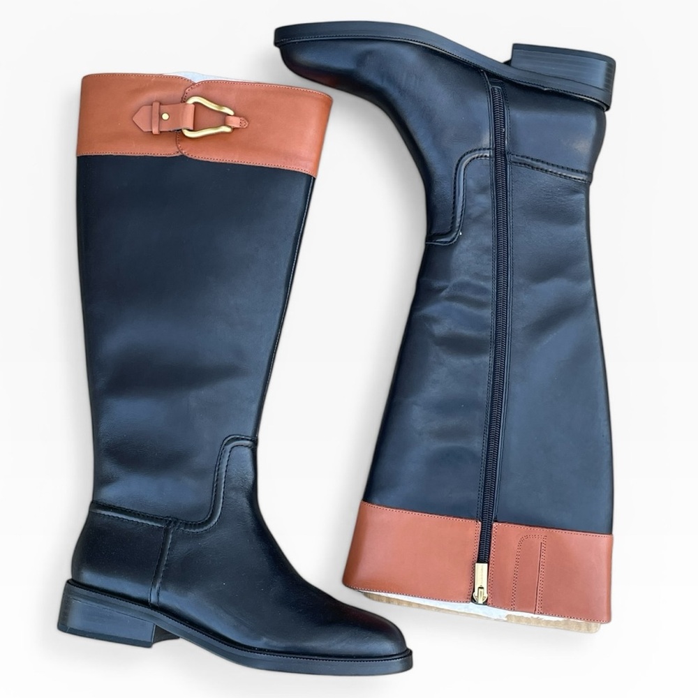 Vince Camuto Andalian 2, Wide Calf Leather Riding‎ Boot, Size 7.5, NIB